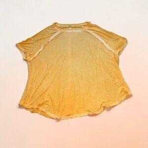 Zenana Outfitters Yellow Short Sleeve Raglan Tee (1X)
